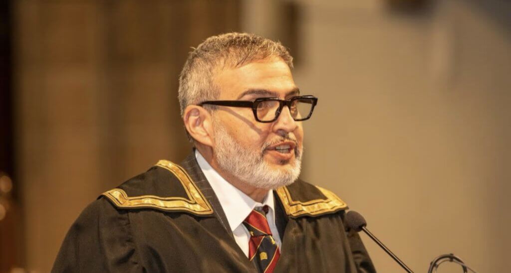 Dr. Ghassan Abu-Sittah during his address at the University of Glasgow following his landslide victory as Rector with 80% of the vote, April 11, 2024. (Photo: The University of Glasgow)