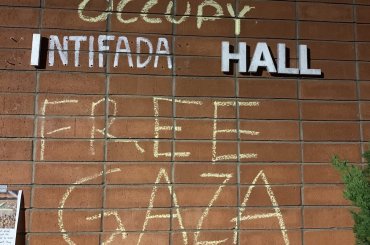 Students at California State Polytechnic University Humboldt (Cal Poly Humboldt) have been occupying a campus building since Monday, April 22 to protest the genocide in Gaza and university ties to Israel. (Photo: Janet Winston)