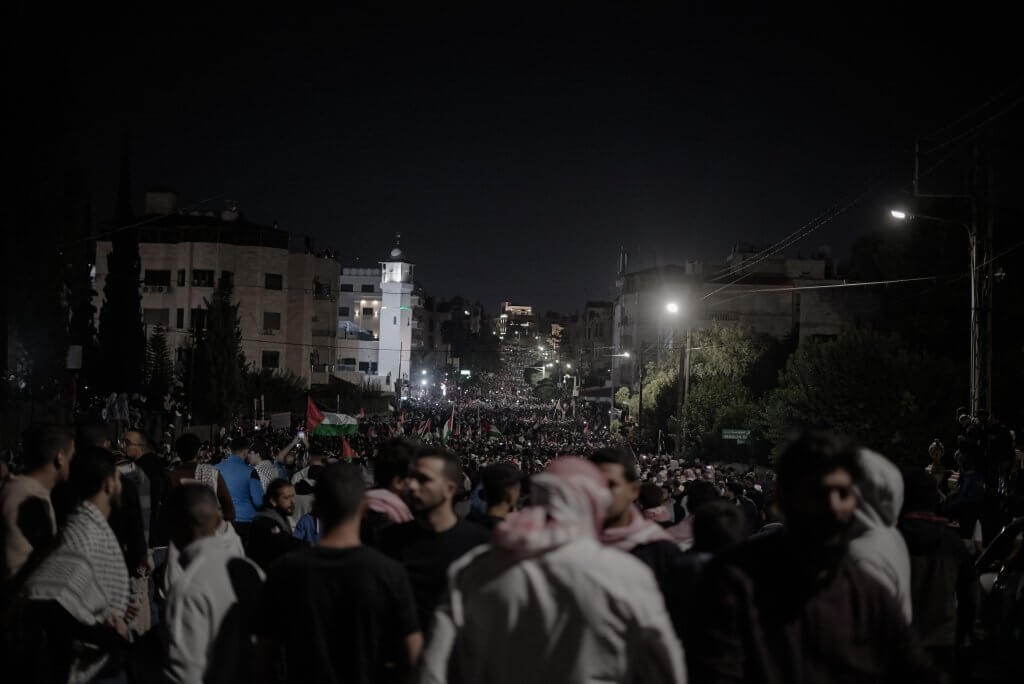 Daily demonstrations in Jordan in solidarity with Gaza. (Photo: Bayan Abu Ta'ema)