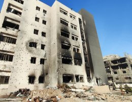 Ruins of al-Shifa Hospital in Gaza City, April 1, 2024. (Photo: Khaled Daoud /APA Images)