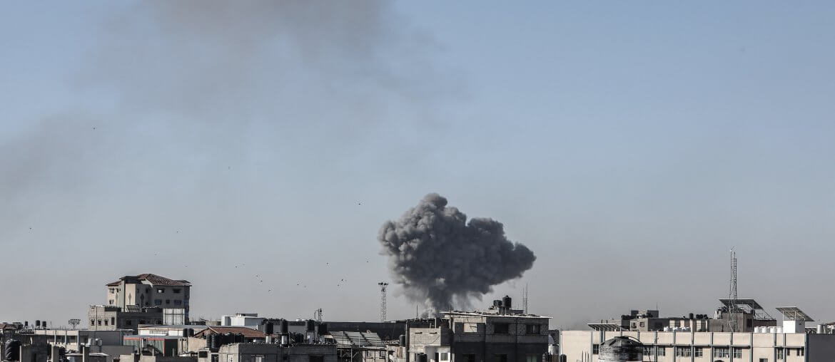 Smoke rises following Israeli airstrikes on the Jneina and Salam neighborhoods in Rafah, May 8, 2024. (Photo: © Abed Rahim Khatib/dpa via ZUMA Press/APA Images)