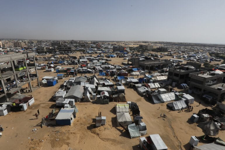 A camp for internally displaced Palestinians near the border with Egypt, Rafah, May 9, 2024. (Photo: Omar Ashtawy/APA Images)