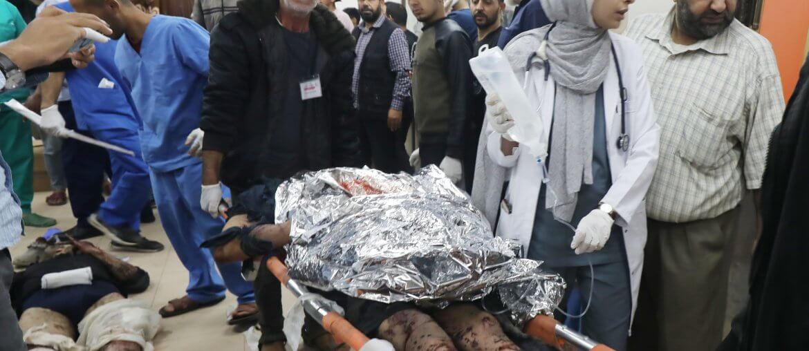 Injured Palestinians receive treatment inside Al-Aqsa Martyrs Hospital after being targeted by Israeli occupation forces, April 22, 2024. (Photo: Ali Hamad/APA Images)