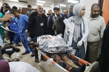 Injured Palestinians receive treatment inside Al-Aqsa Martyrs Hospital after being targeted by Israeli occupation forces, April 22, 2024. (Photo: Ali Hamad/APA Images)