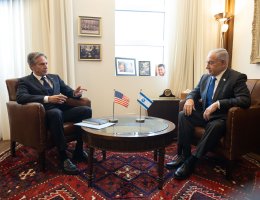 Secretary Antony J. Blinken meets with Israeli Prime Minister Benjamin Netanyahu in Jerusalem, Israel, May 1, 2024. (Official State Department photo by Chuck Kennedy)