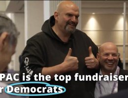 AIPAC ad featuring PA Senator John Fetterman brags of its fundraising supremacy in the Democratic Party, May 2024. Screenshot.
