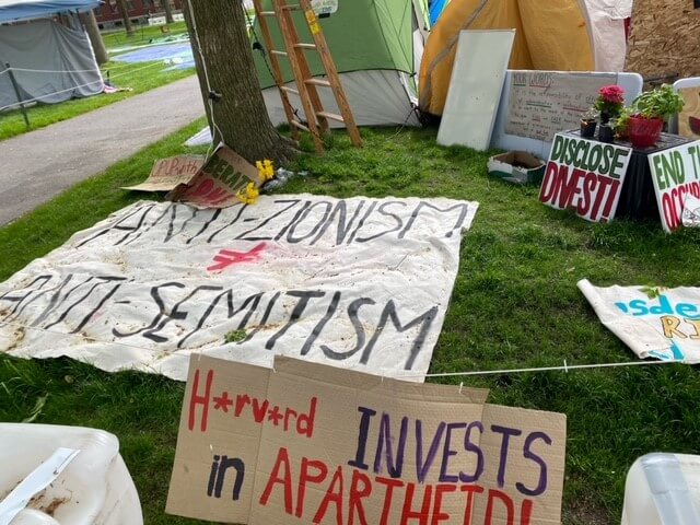 Photo of Harvard pro-Palestine encampment by Jonathan Greenblatt of ADL, posted after his meeting with Harvard's interim president, May 10, 2024.