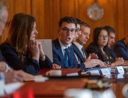 Representatives from the Union of Jewish Students, the Community Security Trust, and other groups meet with Prime Minister Rishi Sunak to discuss campus antisemitism, May 9. (Photo: UJS UK X Account)