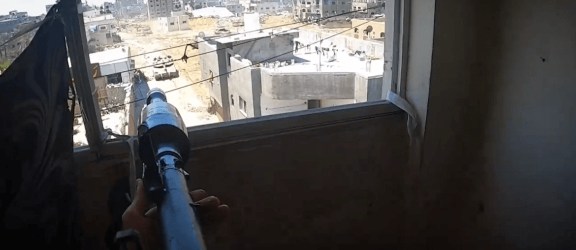 Screenshot from video of battles between the Qassam Brigades and the Israeli army in Jabalia. (Photo: Social Media/X)