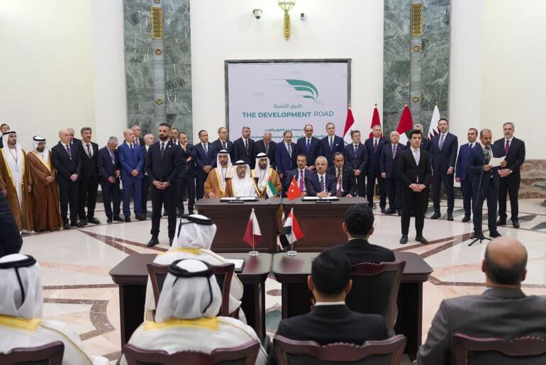 The Development Road Project is a rival to the Israel-centered IMEC. Turkey, the UAE, and Iraq just signed on to it. (Photo: Social Media/X)