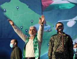 Leader of Hamas in Gaza Yahya Sinwar attends victory rally in Gaza City following a ceasefire with Israel after 11 days of fighting, May 24, 2021. (Photo: Ashraf Amra/APA Images)