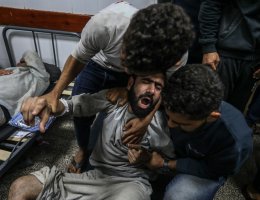Palestinian men who were arrested during the Israeli ground invasion of northern Gaza receive medical treatment after their release at Al-Najjar Hospital in Rafah, December 24, 2023. (Photo: © Abed Rahim Khatib/dpa via ZUMA Press/APA Images)