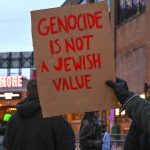 Activists at a demonstration against the pro-Israel singer Matisyahu in Philadelphia, on March 22, 2024. (Photo: Joe Piette/Flickr)