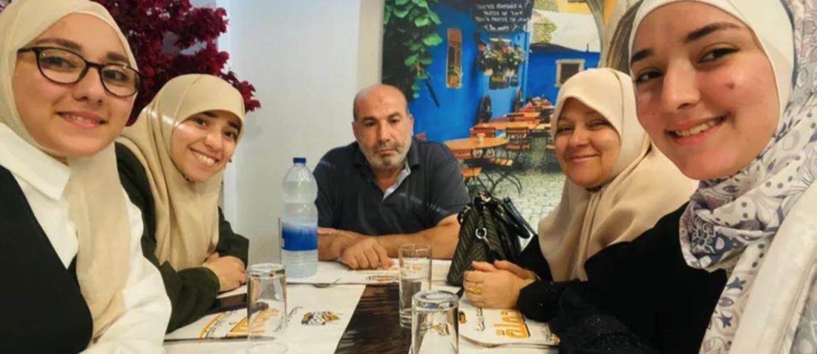 Reem Hamadaqa, far right, with her parents Sahar, and Alaa’, and her two sisters, Heba, 29, and Ola, 19. These four members of Reem's family were martyred along with 10 other family members in a March 2 Israeli attack in southern Gaza.