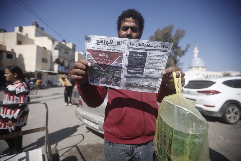 Warning leaflets dropped by Israeli forces over Rafah on February 10, 2024, containing propaganda and psychological warfare claiming to reveal "only the truth." (Photo: Bashar Taleb/APA Images)