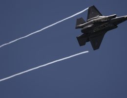 An Israeli fighter jet performs an air show, April 26, 2023. (Photo: Ilia Yefimovich/dpa via ZUMA Press/APA Images)