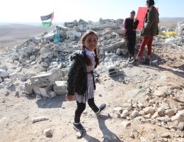The ruins of the Asfi School in Masafer Yatta, which was demolished by Israeli forces on December 19, 2022. (Photo: Mamoun Wazwaz/APA Images)