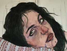 "Portraits of War" by Bayan Abu Nahla, Ink and watercolours on paper, 2023. (Photo courtesy of Bayan Abu Nahla)