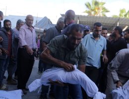Relatives of the deceased mourn their loved ones killed in an Israeli airstrike, al-Aqsa Martyrs Hospital, Deir al-Balah, central Gaza, October 2, 2024. (Photo: Omar Ashtawy/APA Images)