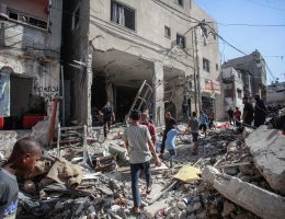 Palestinians inspect the aftermath of a deadly Israeli airstrike in Tulkarem refugee camp, which killed 20 people. (Photo: Mohammed Nasser/APA Images)