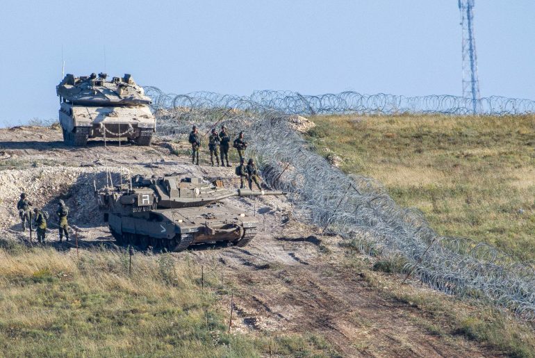 Israeli soldiers along the Lebanese border near Misgav Am, June 12, 2023. (Photo: Ayal Margolin/JINI via Xinhua) (Credit Image: Ayal Margolin/Jini/Xinhua via ZUMA Press/APA Images)