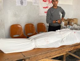 A Palestinian youth mourns his relative who was killed in an Israeli attack, in Al Ahli Baptist Hospital in Gaza City, on October 18, 2024. (Photo: Hadi Daoud/APA Images)