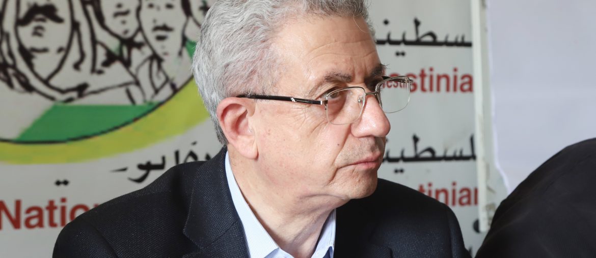 General Secretary of the Palestinian National Initiative, Mustafa Barghouti, meets with members of the national and Islamic forces in Gaza City on March 20, 2022. (Photo: Youssef Abu Watfa/APA Images)