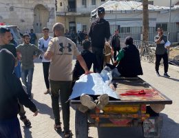 Bodies of Palestinians killed in Israeli attacks on Jabalia refugee camp are brought to al-Ahli Arab Hospital in Gaza City, October 23, 2024. (Photo: Hadi Daoud/APA Images)