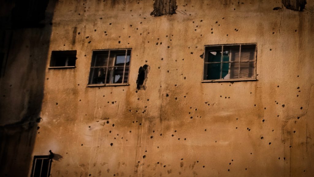 The Nur Shams Association for the Rehabilitation of the Handicapped, which has been riddled with bullet holes during throughout raids on the refugee camp, September 2024. (Photo: Qassam Muaddi/Mondoweiss)