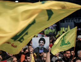Hezbollah supporters attend a mass rally and a televised speech by Hezbollah Secretary-General Hassan Nasrallah, to mark the third anniversary of the assassination of Qassem Soleimani, January 3, 2023. (Photo: Marwan Naamani/dpa via ZUMA Press/APA Images)