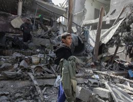 Palestinians check the damage following Israeli strikes in Bureij refugee camp in the central Gaza Strip on November 17, 2024. (Photo: Omar Ashtawy/APA Images)