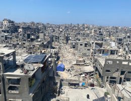 Buildings destroyed during in Jabalia refugee camp, August 31, 2024. (Photo: Hadi Daoud/APA Images)