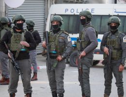Palestinian Authority (PA) security forces patrol Jenin in the Israeli-occupied West Bank on December 16, 2024. The northern West Bank city of Jenin has been the site of intense violence for several days after the PA, which coordinates security matters with Israel, had arrested several militants, prompting clashes with local armed resistance groups. (Photo by Mohammed Nasser/apaimages)