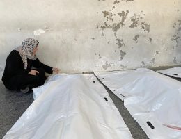 Palestinians grieve loved ones killed by Israeli attacks at the al-Ahli Baptist Hospital in Gaza City on December 19, 2024. (Photo: Hadi Daoud/APA Images)