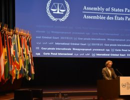 File Photo: A speaker at the 19th Session of the ICC’s Assembly of State Parties, on December 3, 2019. (Photo: © Coalition for the International Criminal Court)