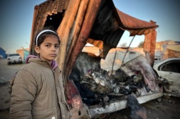 Displaced Palestinians check the destruction following an overnight Israeli strike on a makeshift displacement camp in the Mawasi area of Khan Younis in the southern Gaza Strip on January 2, 2025, that reportedly killed at least 11 people. On January 1, Israeli Defense Minister Israel Katz threatened that Israel would intensify its strikes on Gaza if Hamas continued firing rockets into Israel. (Photo: Doaa el-Baz/APA Images)