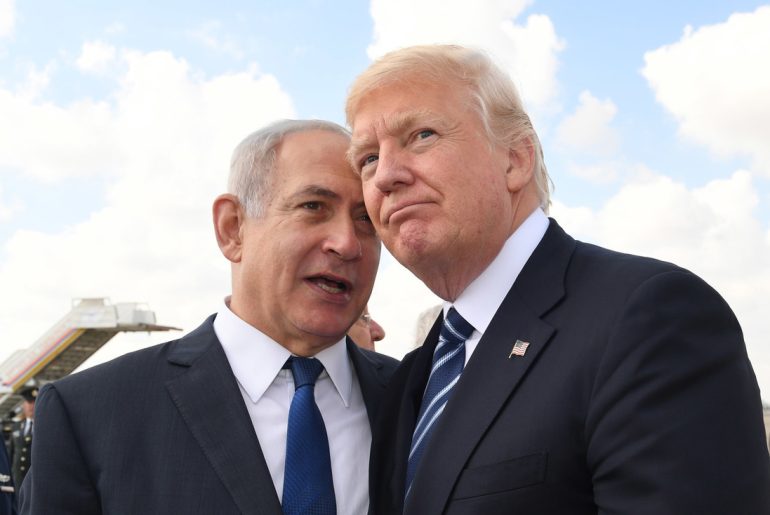 Benjamin Netanyahu with Donald Trump at the Ben Gurion airport in May 2017. (Photo: Amos Ben Gershom GPO)