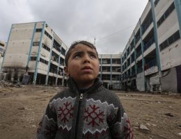 Displaced Palestinians inside a school run by the United Nations Relief and Works Agency (UNRWA) in Gaza City, on February 5, 2025. (Photo: Omar Ashtawy/APA Images)