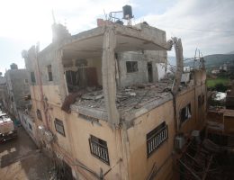 Residents inspect the damage done by Israeli troops as they withdraw from the al-Far’a refugee camp following a four-day campaign, near the West Bank city of Tubas, on February 12, 2025. (Photo: Mohammed Nasser/APA Images)