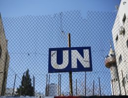 Outside an UNRWA-run school at Balata refugee camp, Nablus, January 23, 2023. (Photo: Shadi Jarar'ah/APA Images)