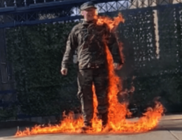 Aaron Bushnell shouted "Free Palestine" before setting himself on fire. (Twitch image captured on Talia Jane's Twitter)