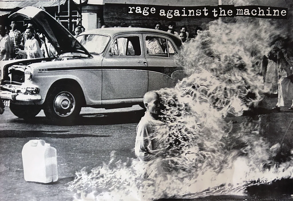 The cover of Rage Against the Machine's self-titled debut album released in November 1992.