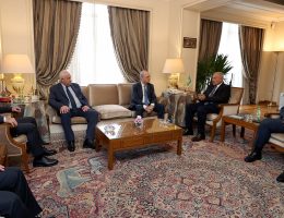 Palestinian Prime Minister Mohammad Mustafa meets with the Secretary-General of the Arab League, Ahmed Abu al-Ghaeit, February 06, 2025. (Photo: Prime Minister's Office/APA Images)