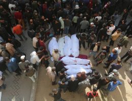 The bodies of Palestinians killed in an Israeli airstrike in central Gaza at the al-Ahli Arab Hospital in Gaza City, after Israel resumes war on Gaza, ending ceasefire, March 18, 2025. (Photo: Omar Ashtawy/APA Images)