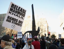 Protest in New York City against the detention of Palestinian activist and Columbia student Mahmoud Khalil, on March 10, 2025. (Photo: Wikimedia)