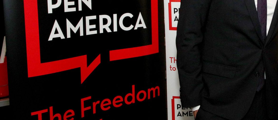 A banner hanging at the 2020 PEN America Literary Awards Ceremony on March 2, 2020 in New York City. (Photo by Astrid Stawiarz/ PEN America)