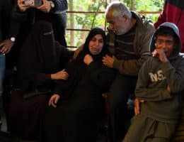 Relatives and loved ones of Palestinians burned alive in Israeli attacks on tents sheltering displaced Palestinians in Mawasi mourn over the deceased at Nasser Hospital in Khan Younis, April 17, 2025. (Photo: Doaa el-Baz/APA Images)