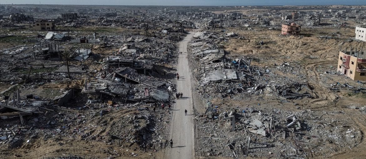 Aerial view of the destruction in Rafah on January 19, 2025, during the start of the ceasefire between Israel and Hamas. (Photo: Omar Ashtawy/APA Images)
