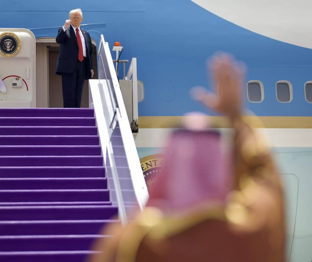 Photo shared on the official White House Twitter/X feed on May 14, 2025 with the caption: "President Donald J. Trump to His Royal Highness Crown Prince Mohammed bin Salman: “we have a special relationship—and it was an honor to spend a couple of days with you!”"
