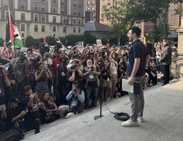 Mahmoud Khalil addresses a large crowd of supporters in New York City on June 22, 2025. (Photo: x.com/PeoplesForumNYC)